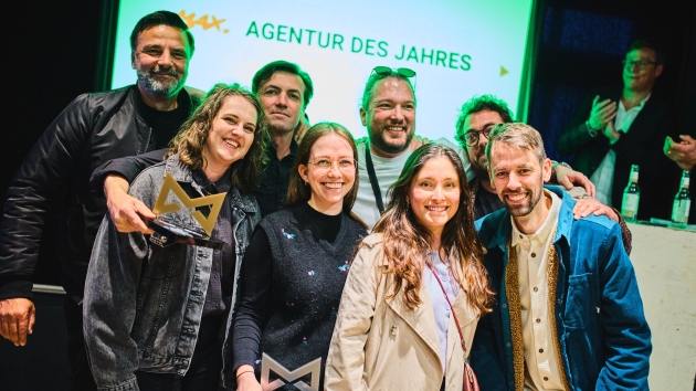 Max Award: Gold unter anderem für DB, McDonald’s und Knorr - Das Agenturteam KNSK/The Creative Room wurde zur Agentur des Jahres gekürt - Quelle: Julia Schwendner
